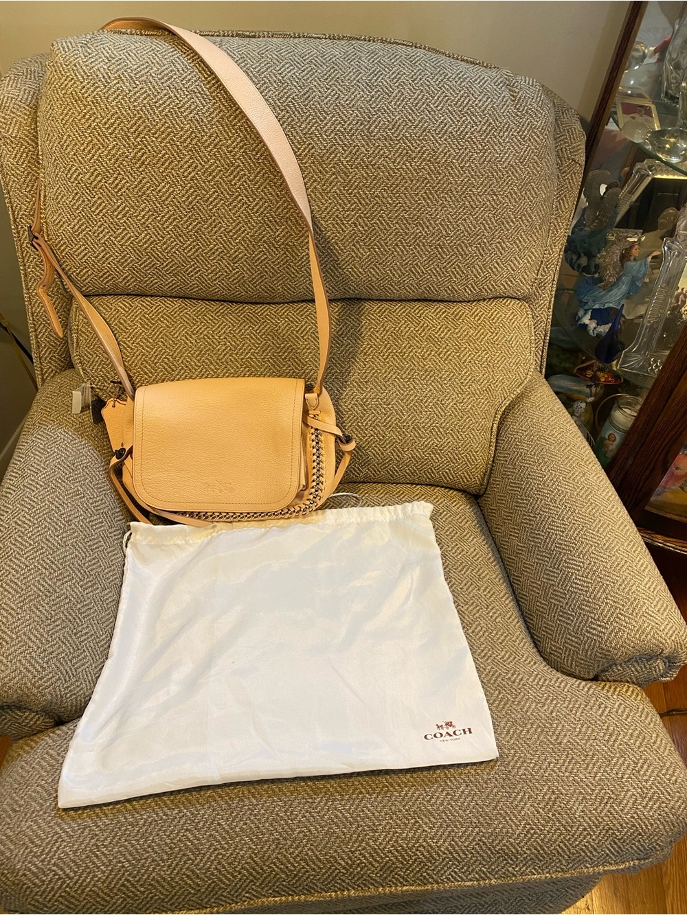 Coach Leather Crossbody Bag in light peach
Whiplash hand lacing  NWT